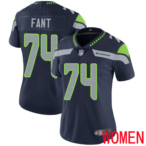Seattle Seahawks Limited Navy Blue Women George Fant Home Jersey NFL Football #74 Vapor Untouchable->seattle seahawks->NFL Jersey